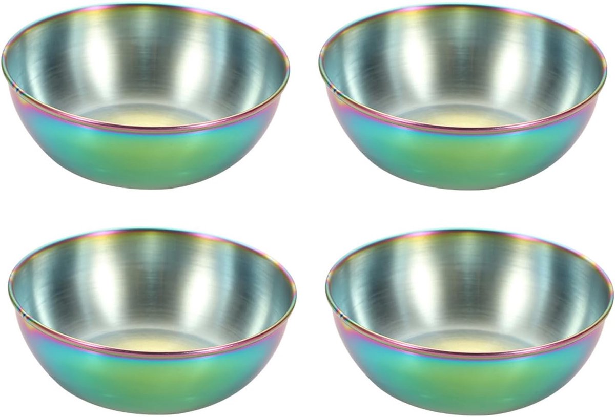 Ramekins 4 stuks 3oz Roestvrij Staal Dipsaus Kommen Regenboogkleur