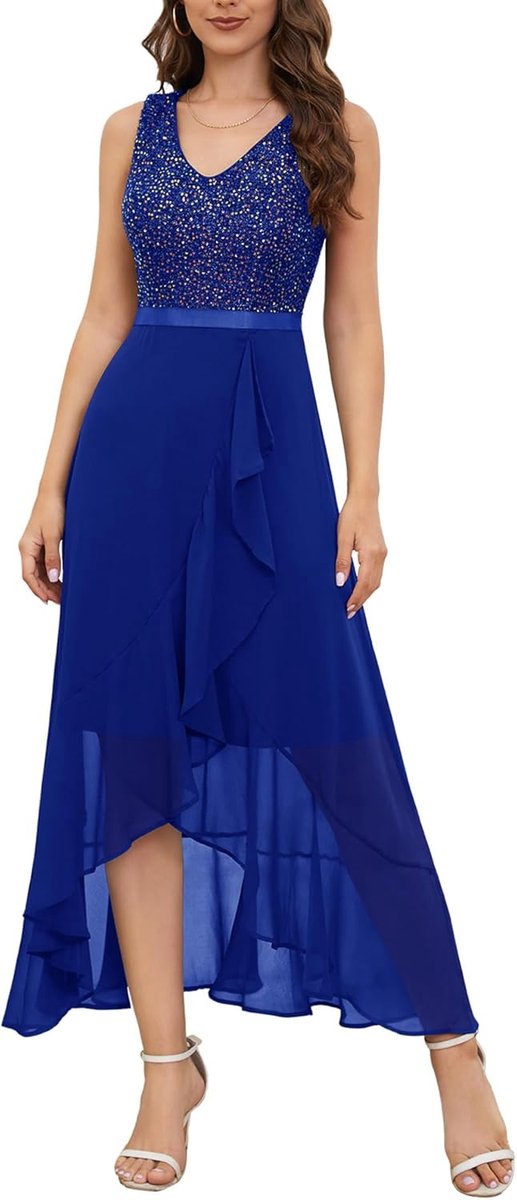 Lange Elegante Avondjurk met Glitter voor Feestelijke Gelegenheden