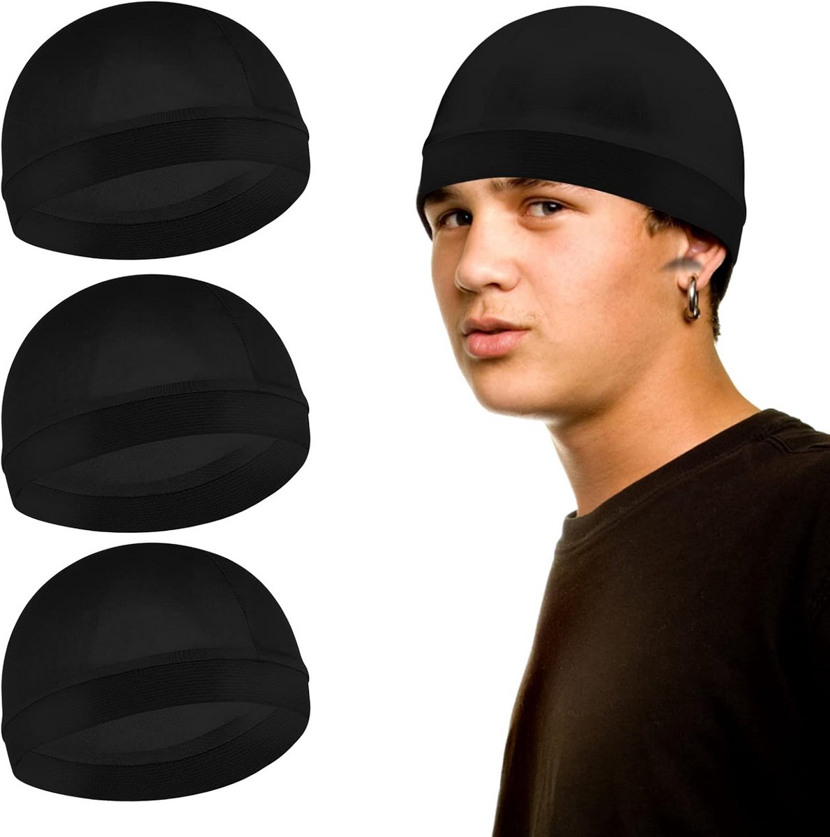 3-Pack Zijde Zachte Wave Caps voor Golven, Pruik Bescherming en Slaapmuts