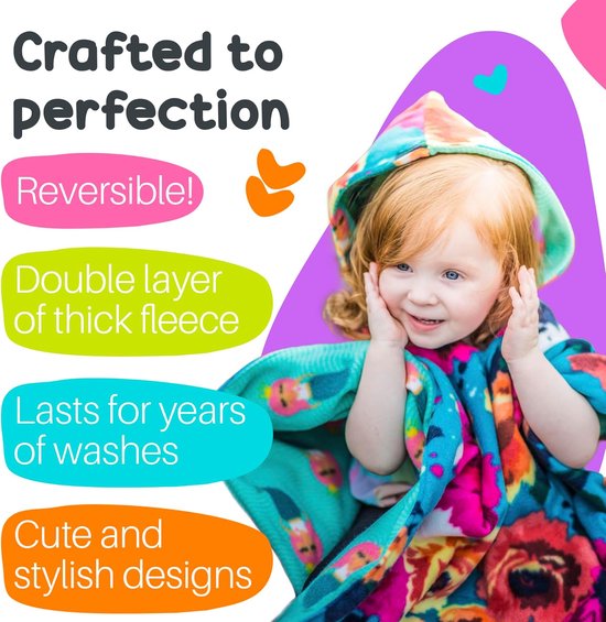 Omkeerbare Fleece Poncho voor Kinderen - Warm & Veilig voor Autostoel en Kinderwagen — afbeelding 5
