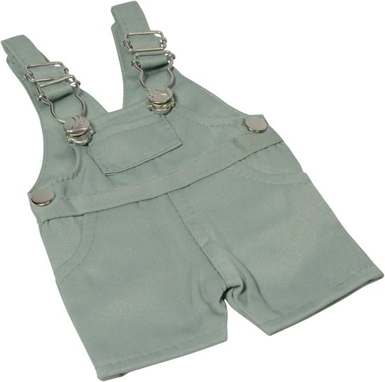 Set van 3 twill overalls voor 18 inch poppen - roze, grijs en wit — afbeelding 3