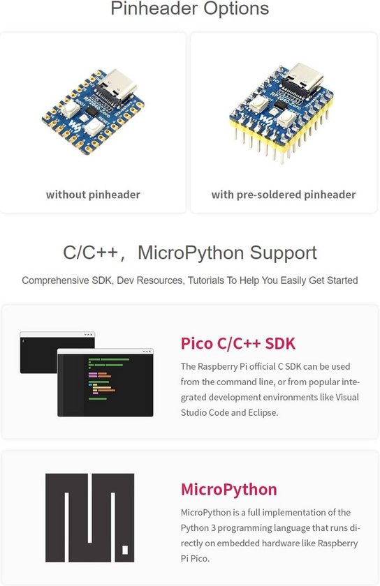 Mini Microcontroller Ontwikkelbord Gebaseerd op RP2040 Chip met Dual ...
