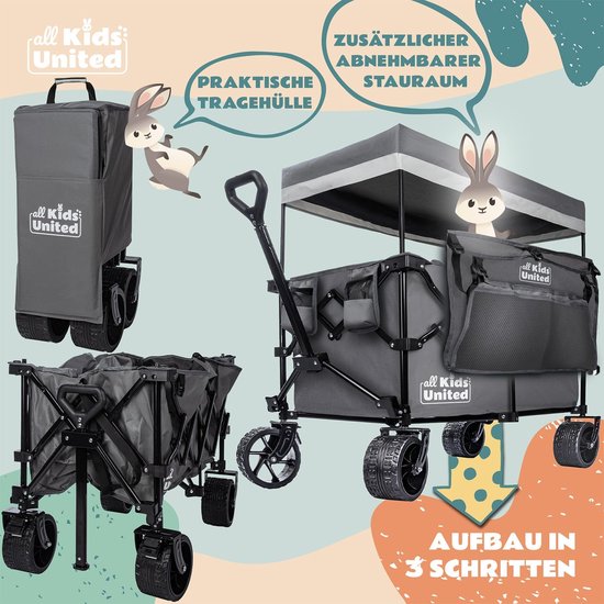 Opvouwbare Bolderkar met XXL Banden en Rem - Transportwagen voor Strand, Tuin & Camping (150 kg) van Opvouwbare Bolderkar — afbeelding 2