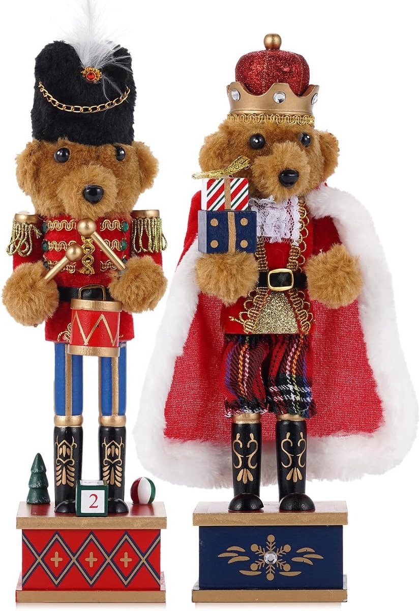 Grote Kerstnotenkraker Figuren Set van 2 (28 cm) - Decoratie voor Huis en Kerstboom