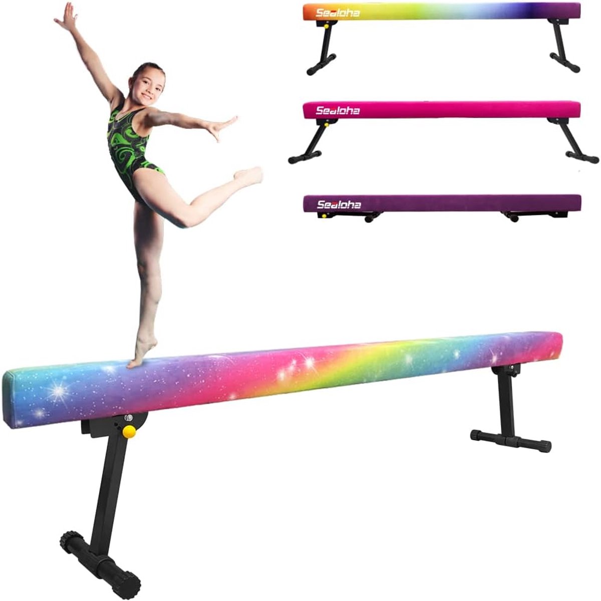 Ultrasimpel Verstelbare Opvouwbare Evenwichtsbalk 2,4 m - Suède Gymnastiekapparatuur