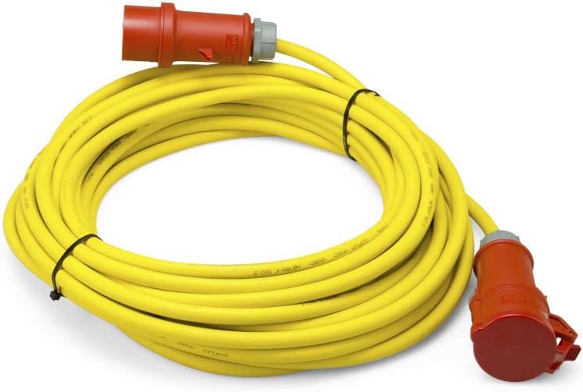 Professionele verlengkabel 20 meter, 400V, 16A, 2,5mm Merkkwaliteit kabel voor zware belasting