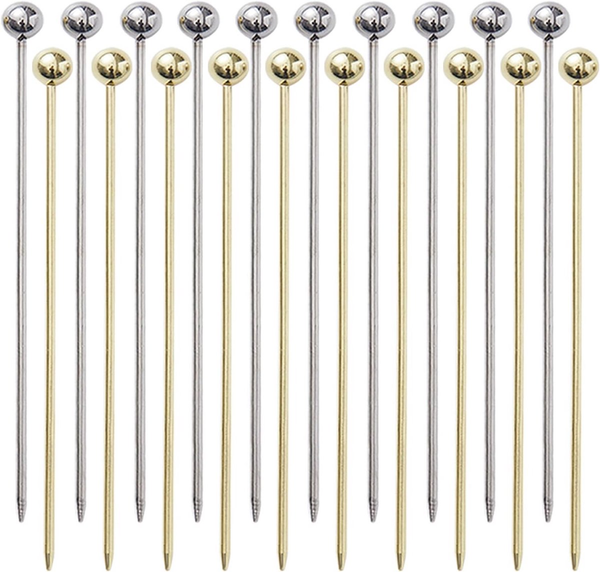 20x Cocktail Prikkers RVS – Herbruikbare Metalen Cocktailprikkers voor Aperitief & Drinks