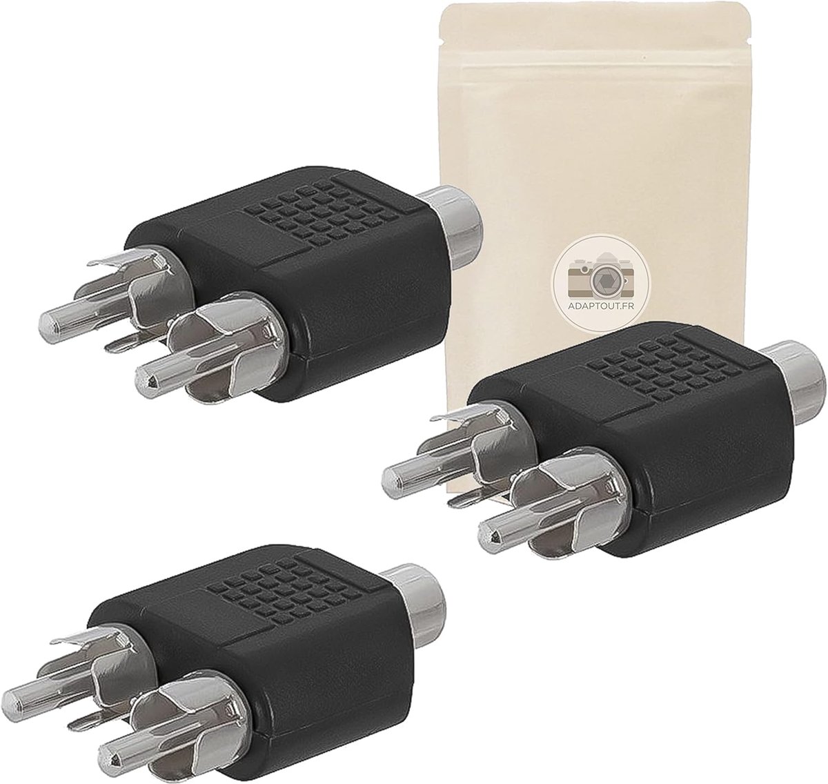 RCA Splitter - Audio Kabel - Stereo Geluid - Vrouwelijk naar Mannelijk - 3 Stuks