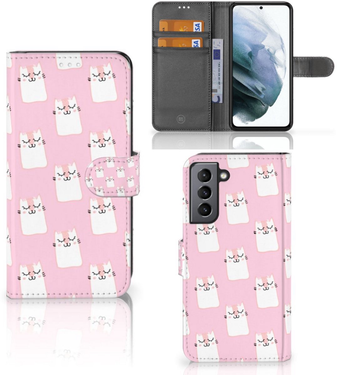 Samsung Galaxy S21 FE Telefoonhoesje met Pasjes Sleeping Cats