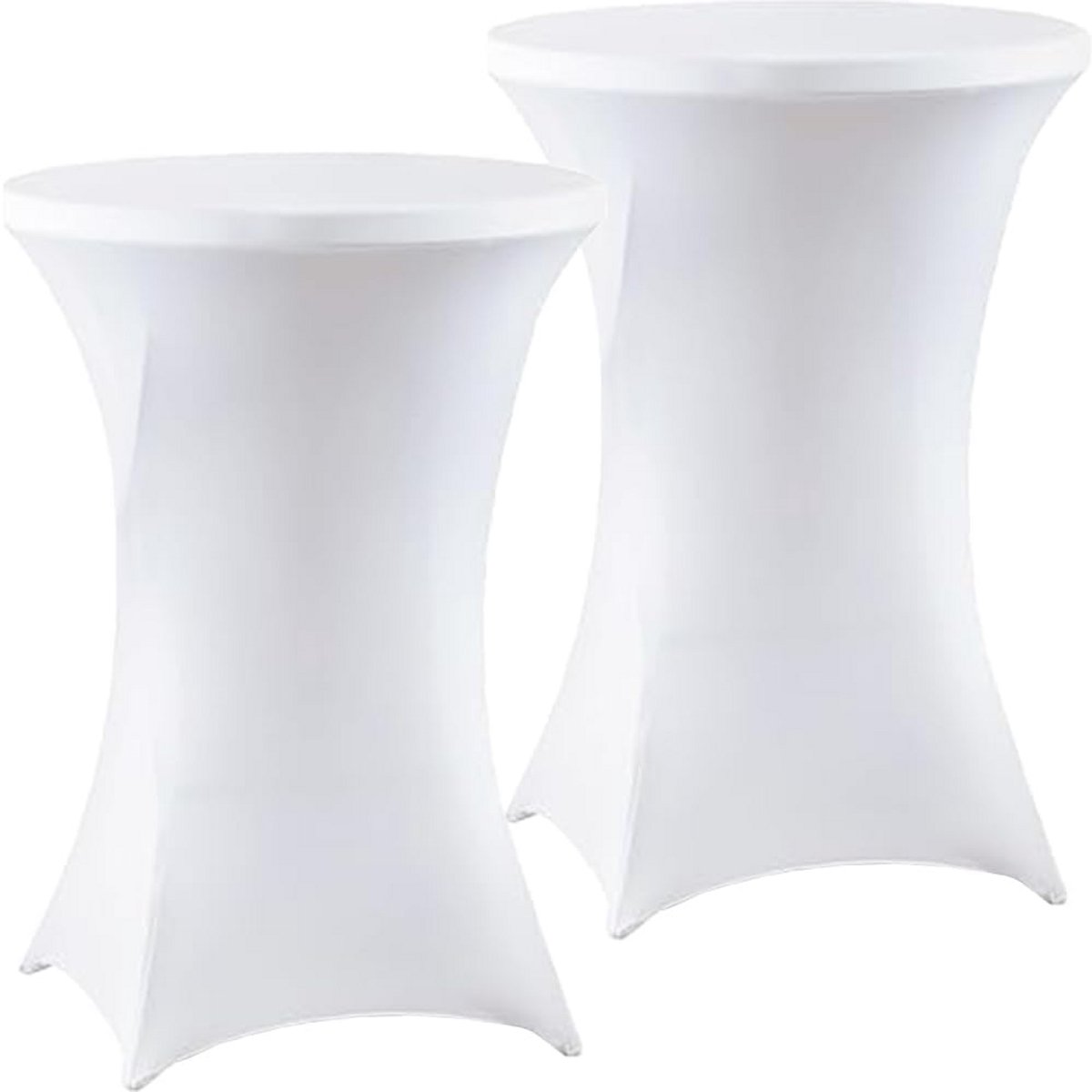 Set van 2 stretch statafelhoezen - Afwasbaar, Kreukbestendig, Geschikt voor Bistrotafels - Wit - 80x