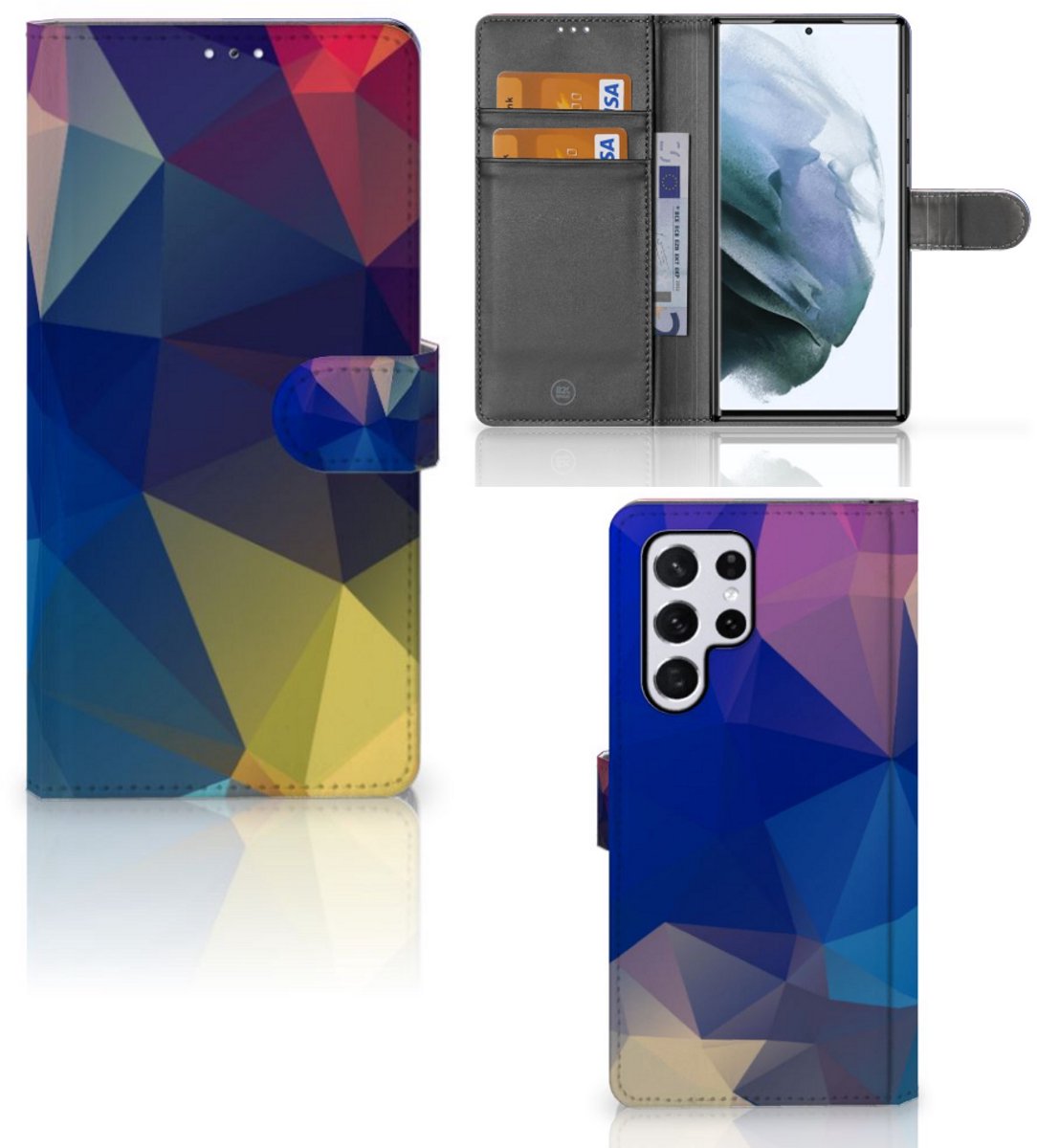 Boekhoesje voor Samsung Galaxy S22 Ultra Book Case Polygon Dark