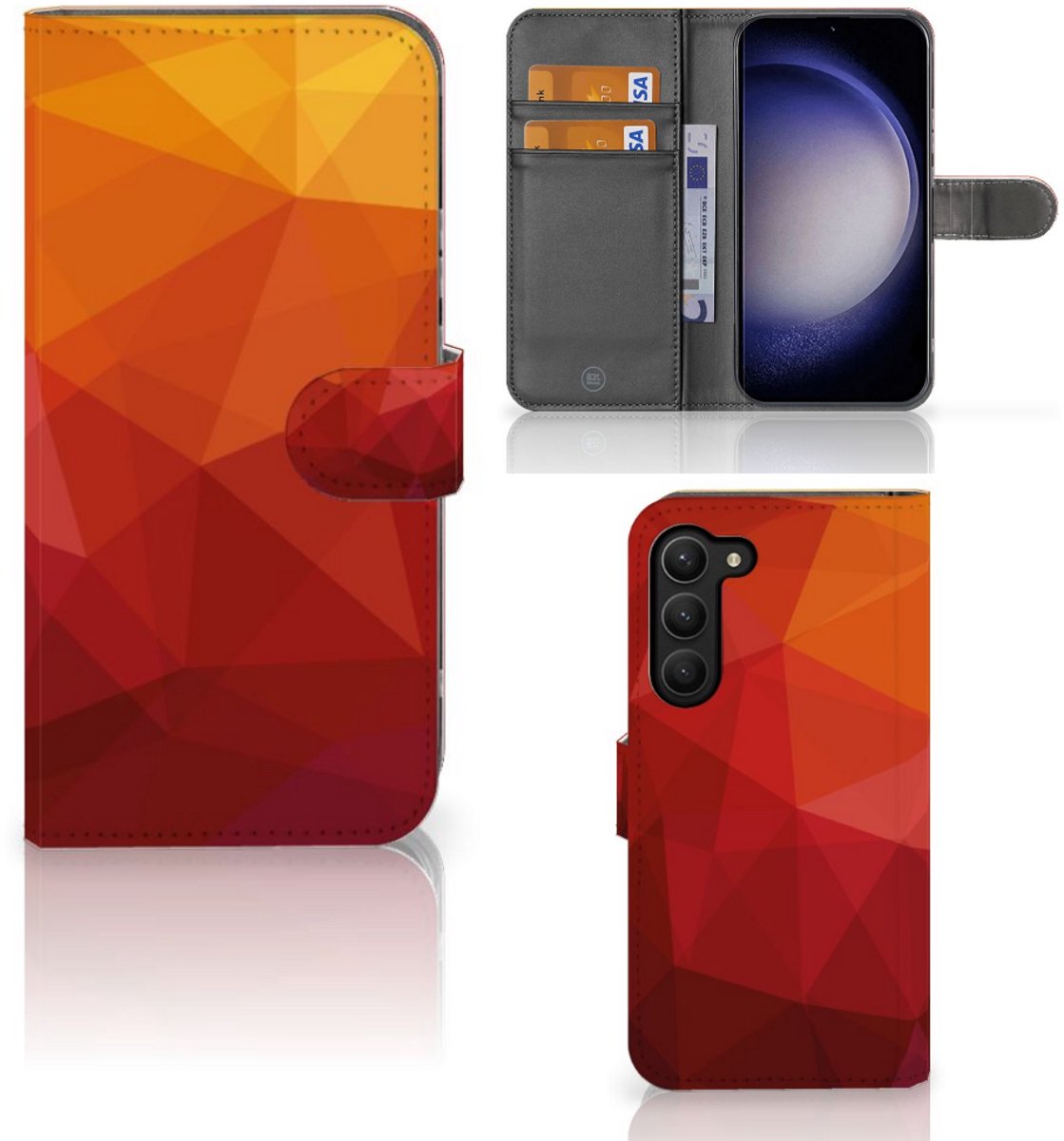 Boekhoesje voor Book Case voor Samsung Galaxy S23 Plus Polygon Red