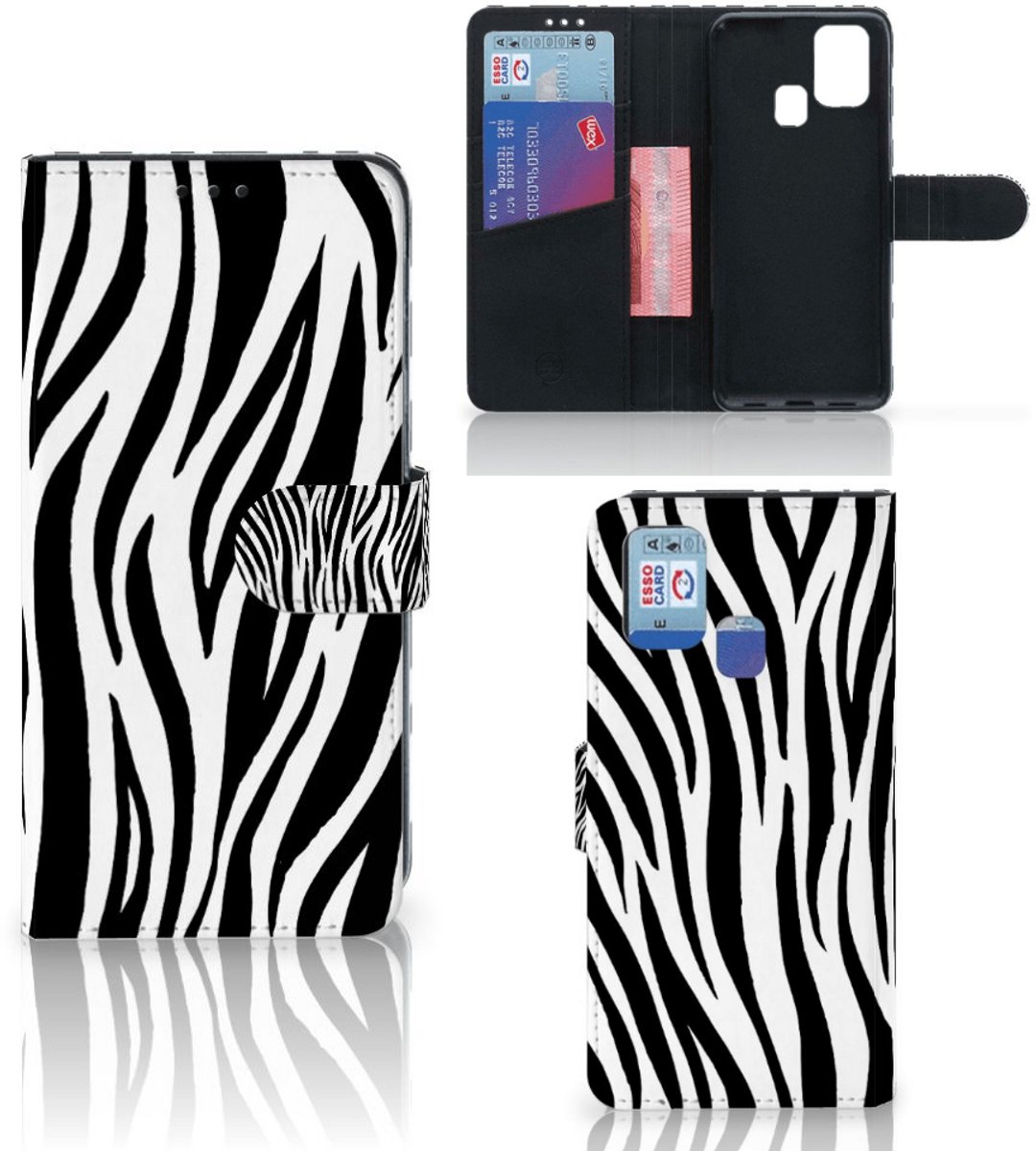 Samsung Galaxy M31 Telefoonhoesje met Pasjes Zebra