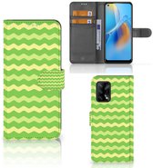 Étui de téléphone OPPO A74 4G Étui de livre Waves Vert