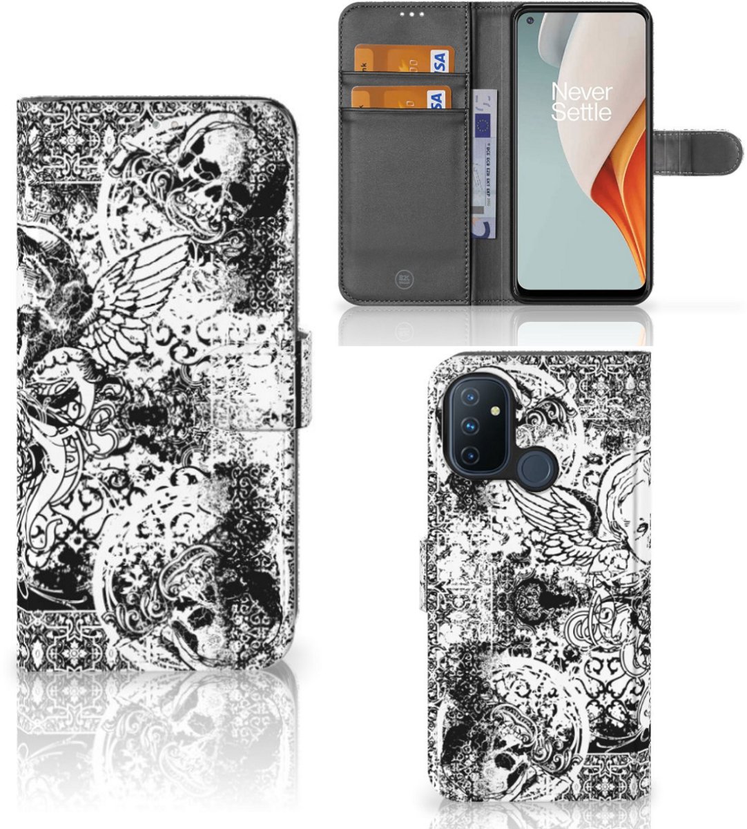 Telefoonhoesje met Naam OnePlus Nord N100 Skulls Angel