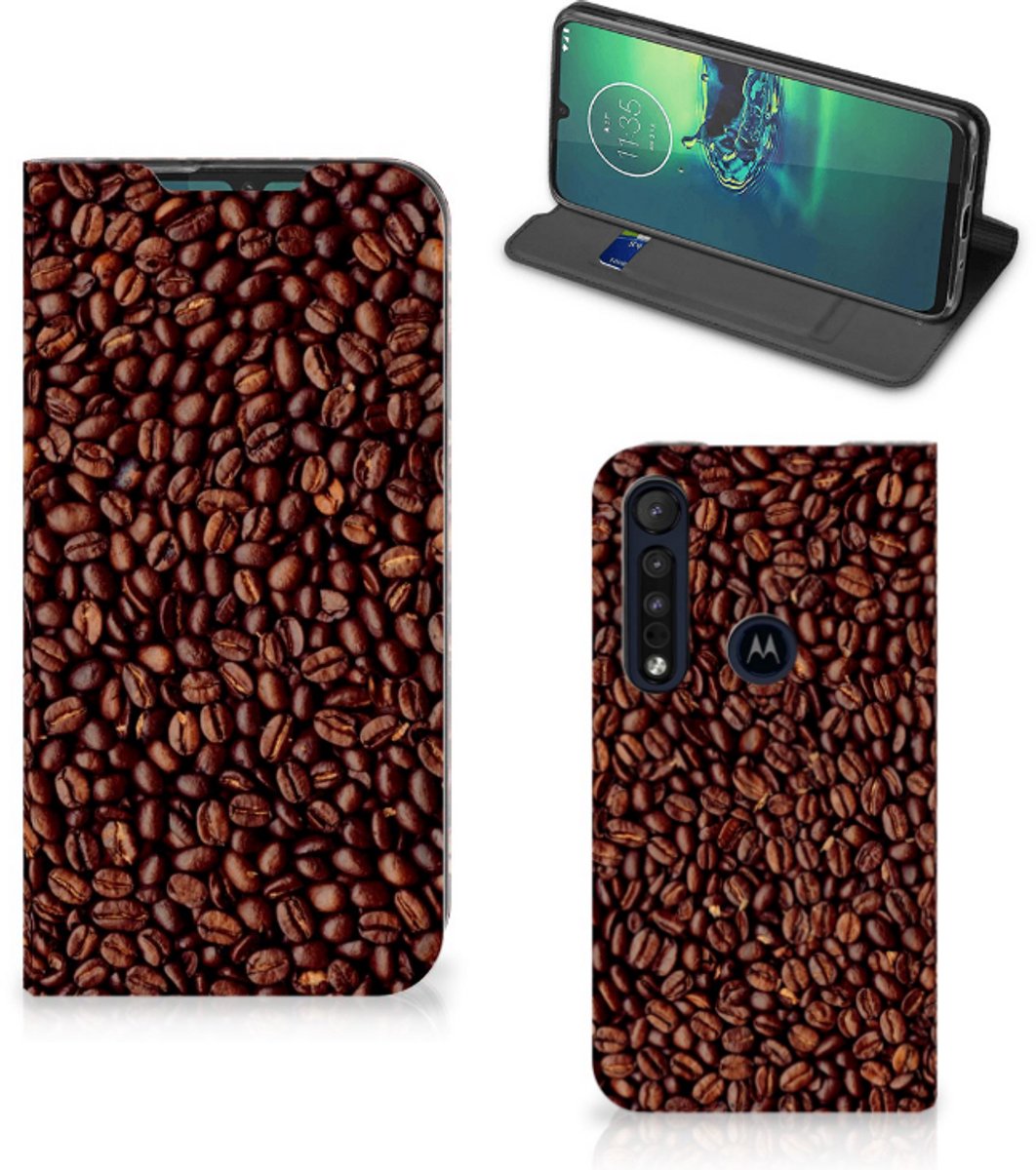 Motorola G8 Plus Flip Style Cover Koffiebonen