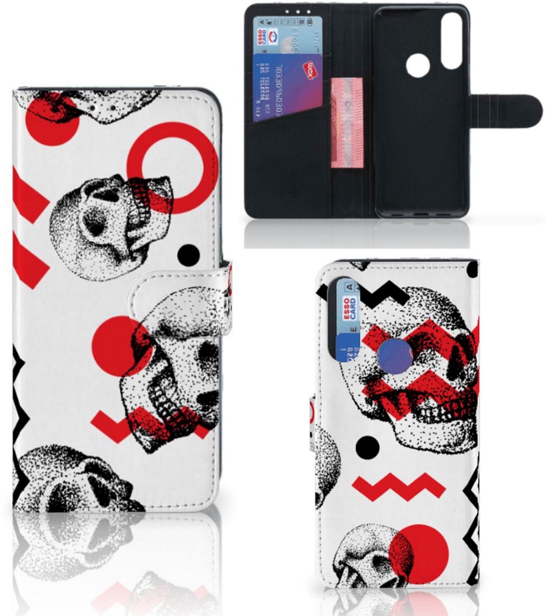 Book Case voor Telefoonhoesje met Naam Alcatel 1S 2020 Skull Red