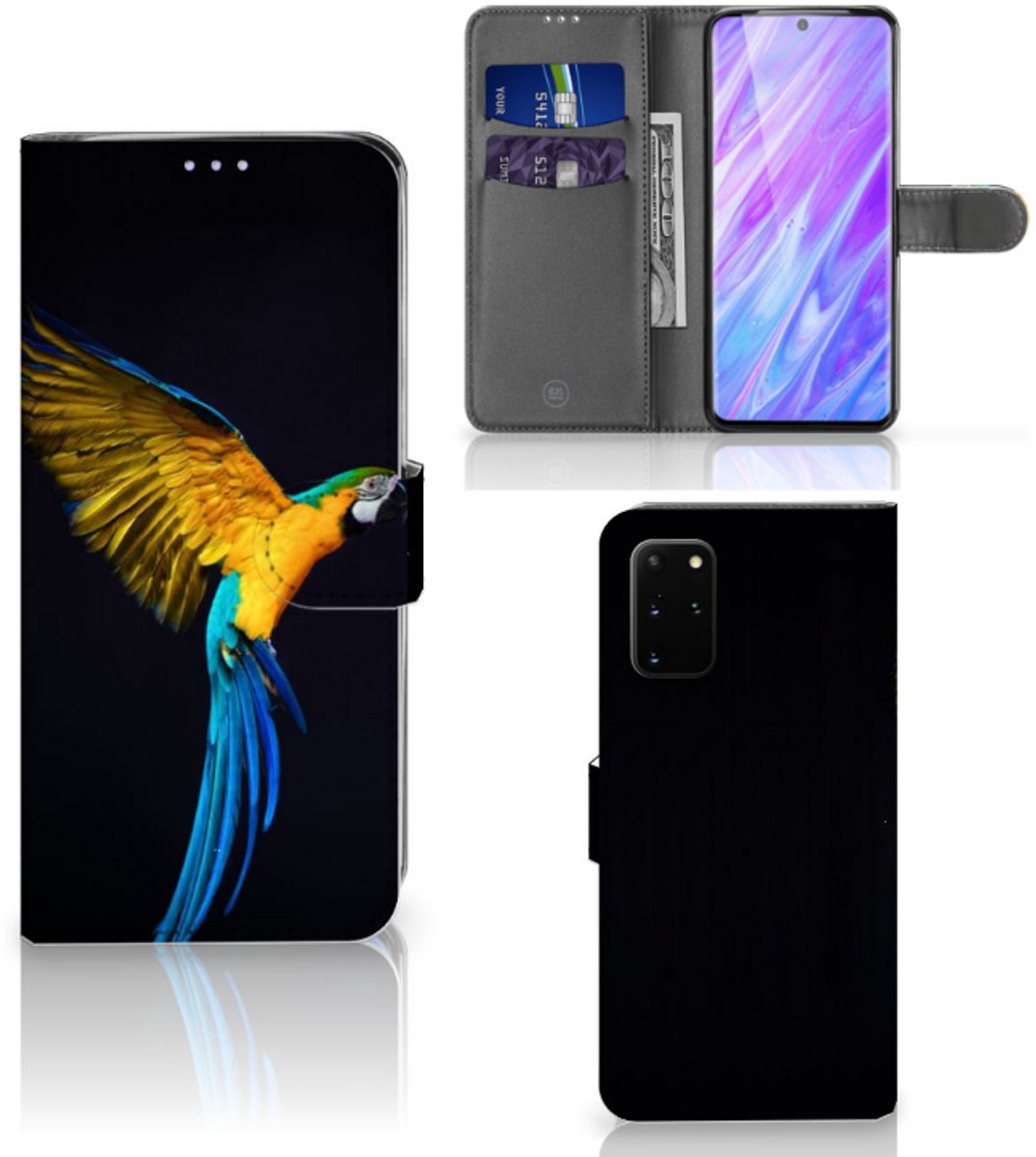 Samsung Galaxy S20 Plus Telefoonhoesje met Pasjes Papegaai