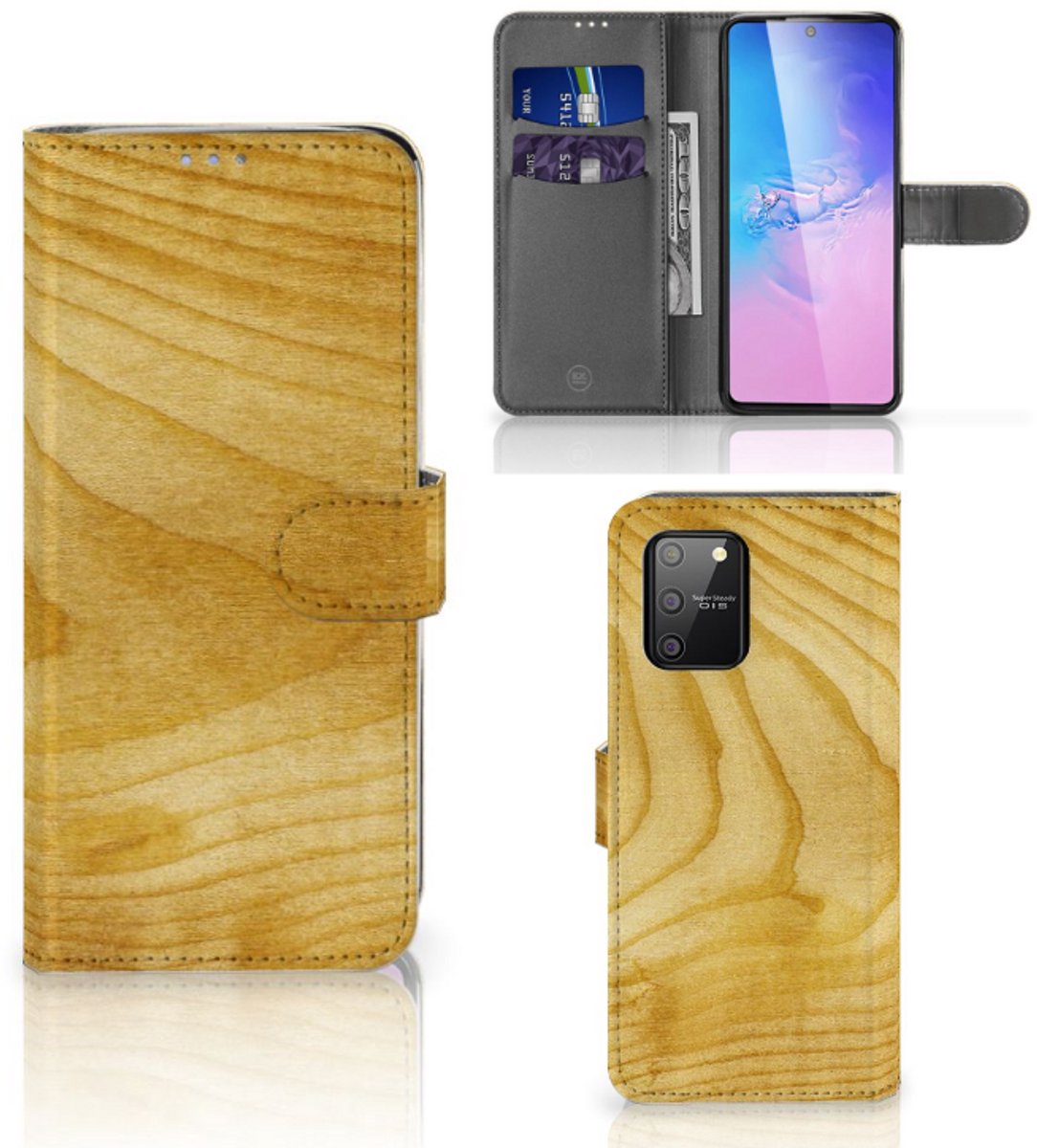 Samsung S10 Lite Book Style Case Licht Hout