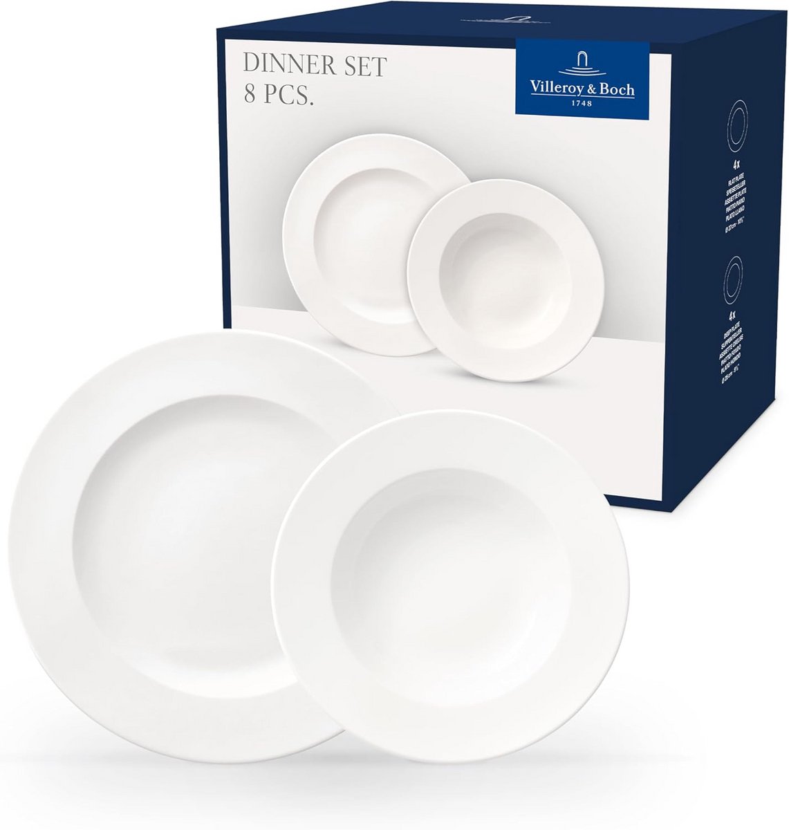 8-delig DINERSET van Premium Porselein - Eenvoudig en Elegant