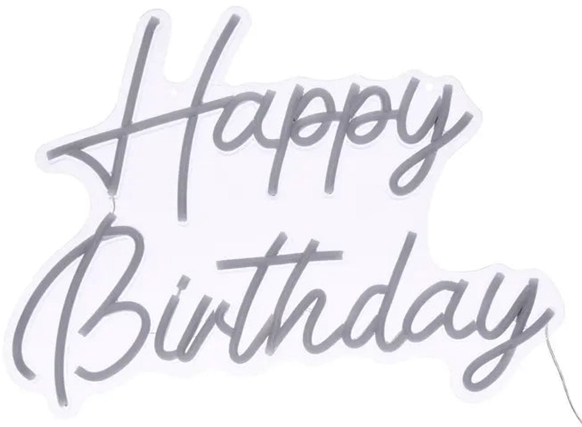 Atmosphera Happy Birthday Wandlamp Neon - 31x2x42cm - Geel