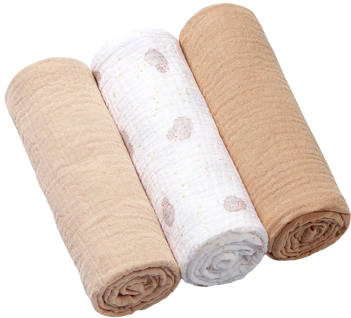 Baby Ono Crinkled Beige/Nougat 3 Stuks Hydrofiel Luiers