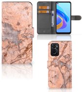 Etui portefeuille OPPO A76 | A96 Coque de Téléphone Marbre Oranje