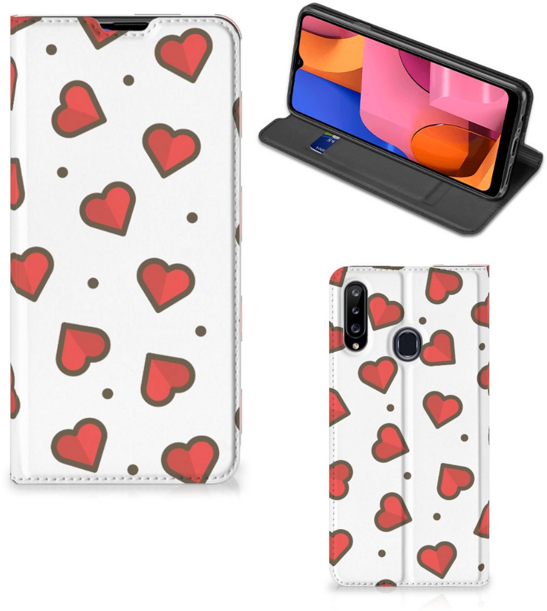 Samsung Galaxy A20s Hoesje met Magneet Hearts