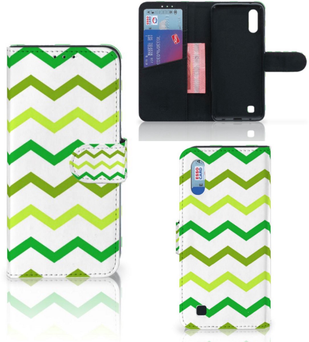 Samsung Galaxy M10 Telefoon Hoesje Zigzag Groen