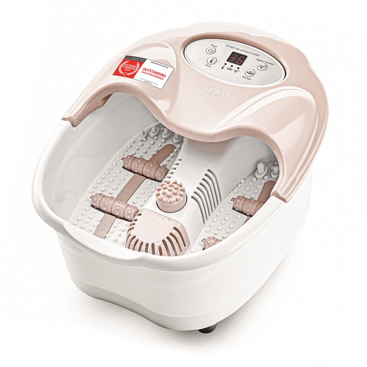 Bol.com TZS First Austria Voetenbad met Massage - Automatische Massage - Roze - 450W - Verwarming tot 45°C aanbieding