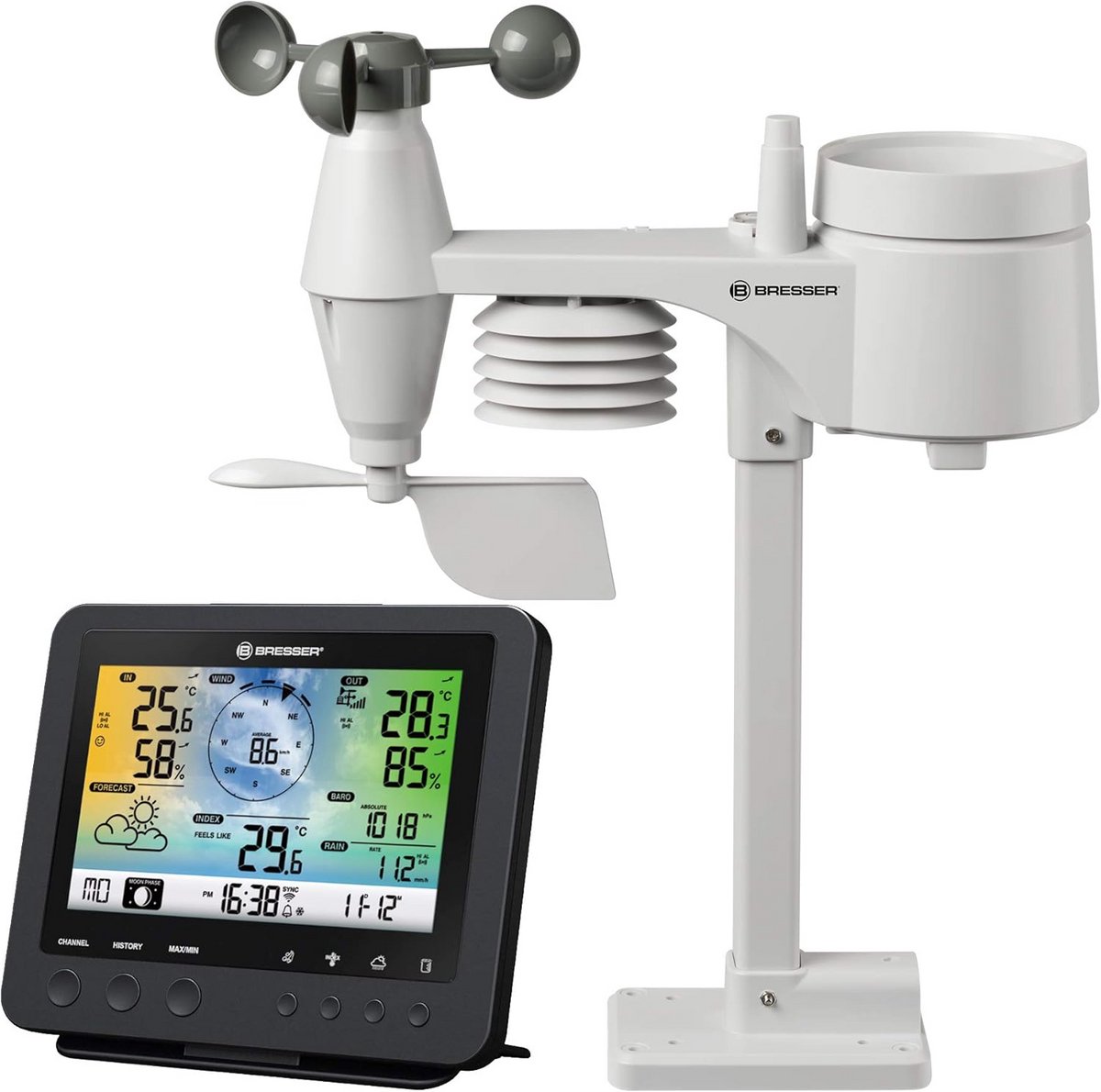 Draadloos Weerstation Met Buitensensor en Kleurendisplay – 5-in-1 Weerrapportage voor Thuis