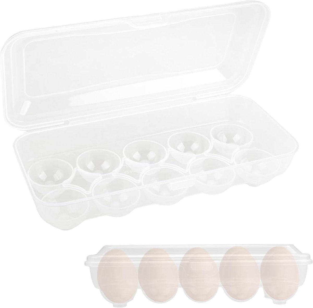 Eieropbergdoos voor Koelkast - 2 Stuks Met Herbruikbare Deksel (Wit)
