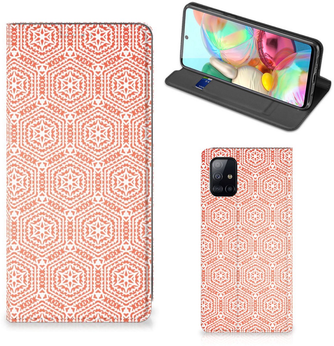Samsung Galaxy A71 Hoesje met Magneet Pattern Orange