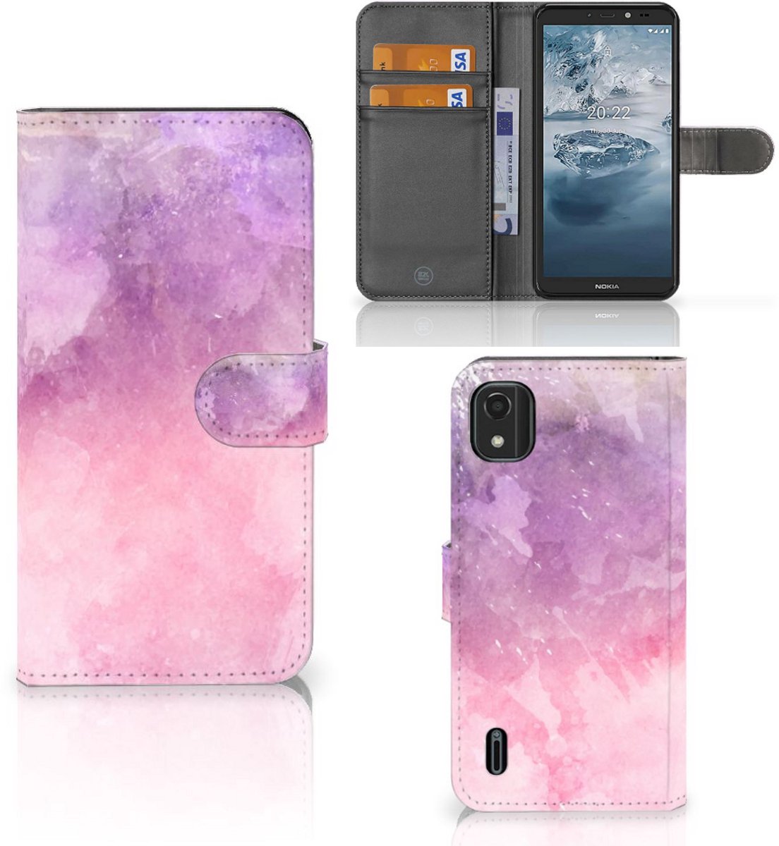 Hoesje Nokia C2 2nd Edition Pink Purple Paint