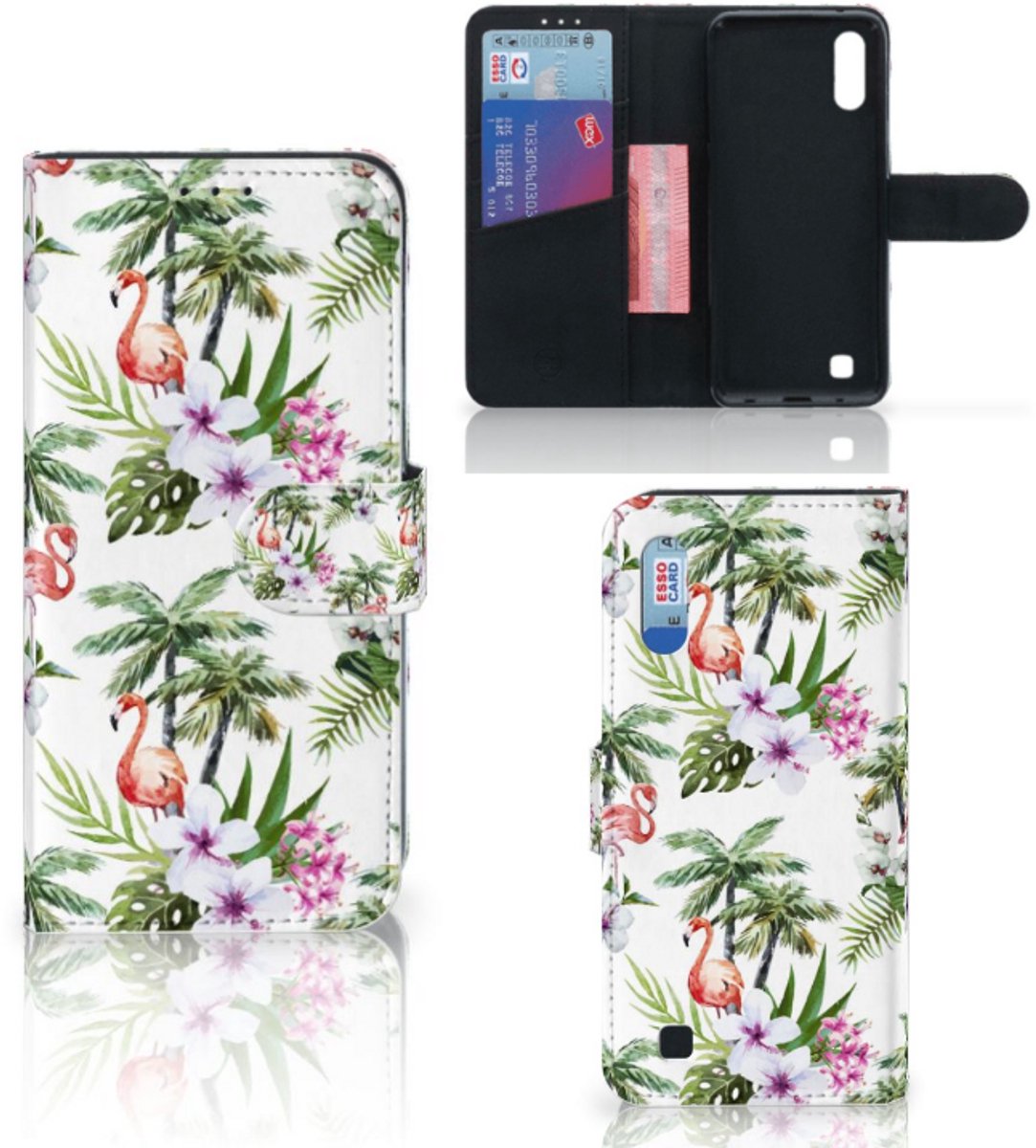 Samsung Galaxy M10 Telefoonhoesje met Pasjes Flamingo Palms