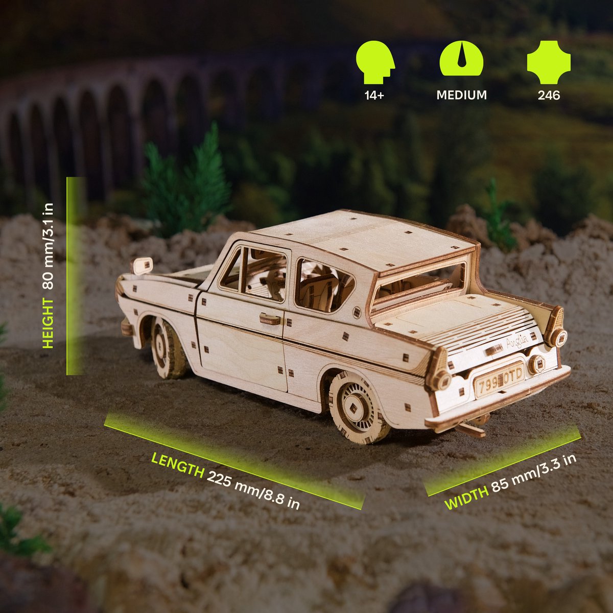 UGEARS 3D Modelbouw - Flying Ford Anglia™ - Harry Potter™ - Mechanisch Bouwpakket Hout - Educatief Speelgoed — afbeelding 6