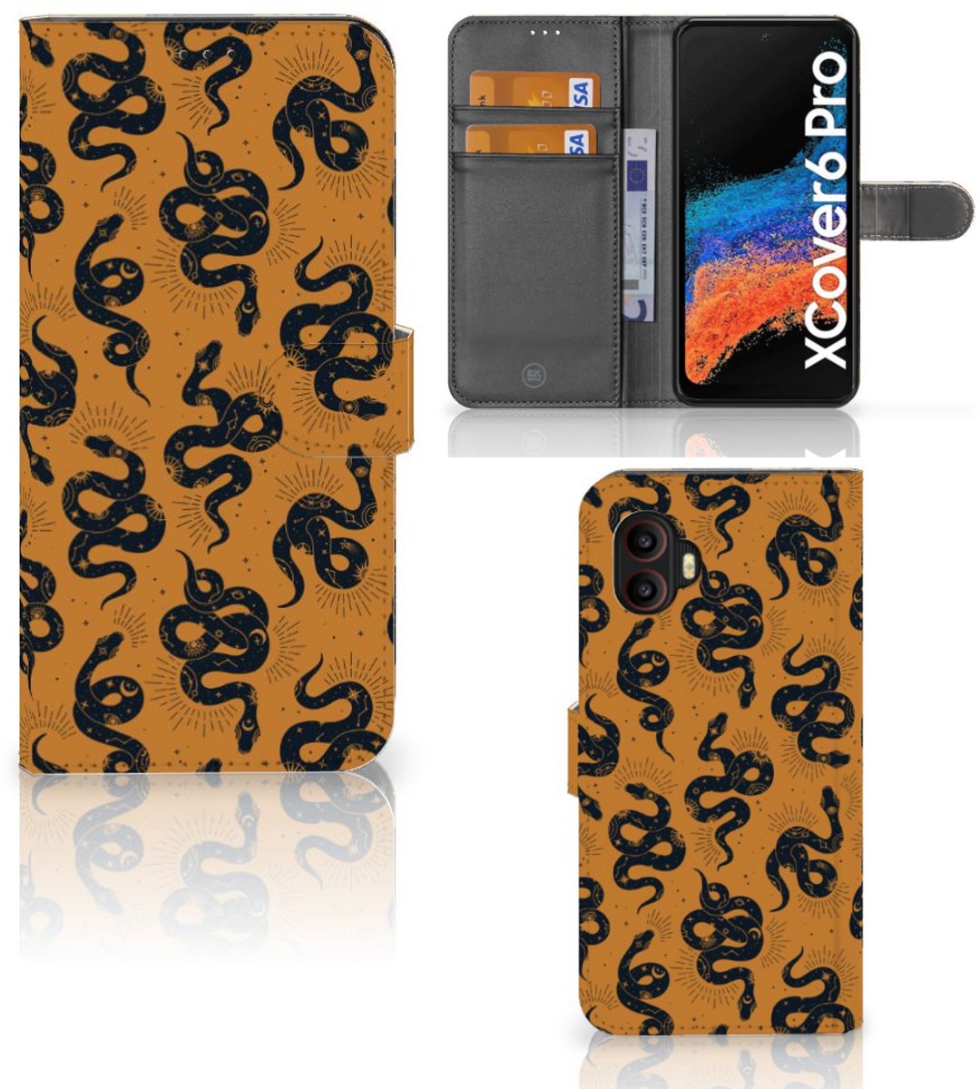 Telefoonhoesje met Pasjes voor Samsung Galaxy Xcover 6 Pro Snakes