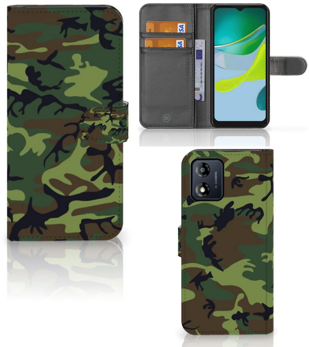 Motorola Moto E13 4G Telefoon Hoesje Army Dark