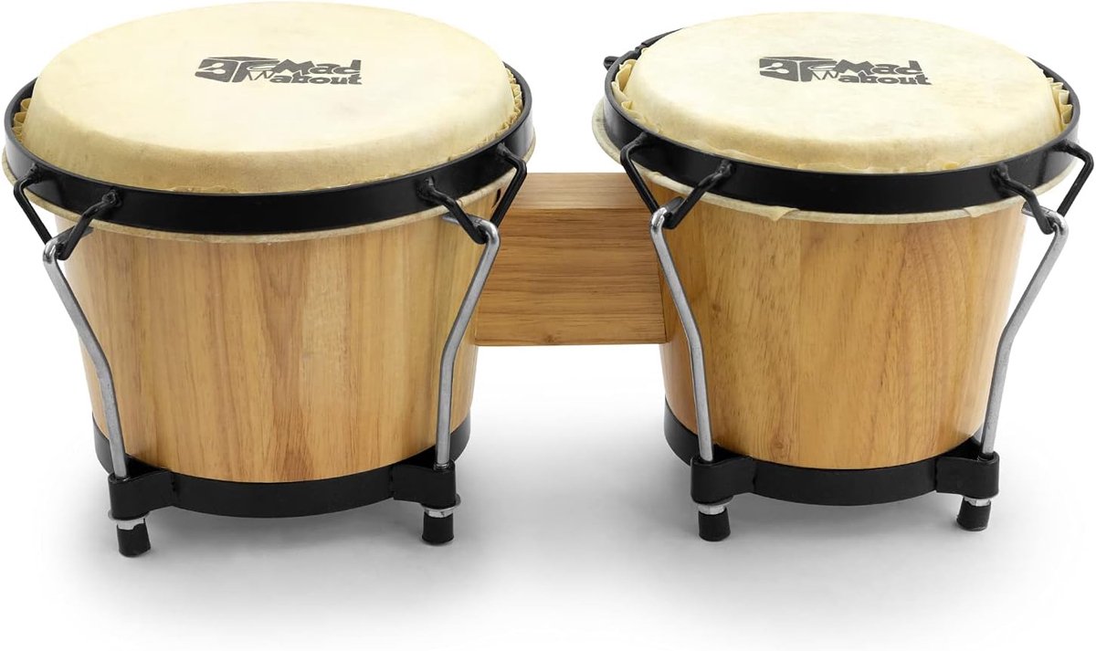 6" & 7" Houten Bongo Drums voor Beginners - Eiken Bongo's in Natuurlijk