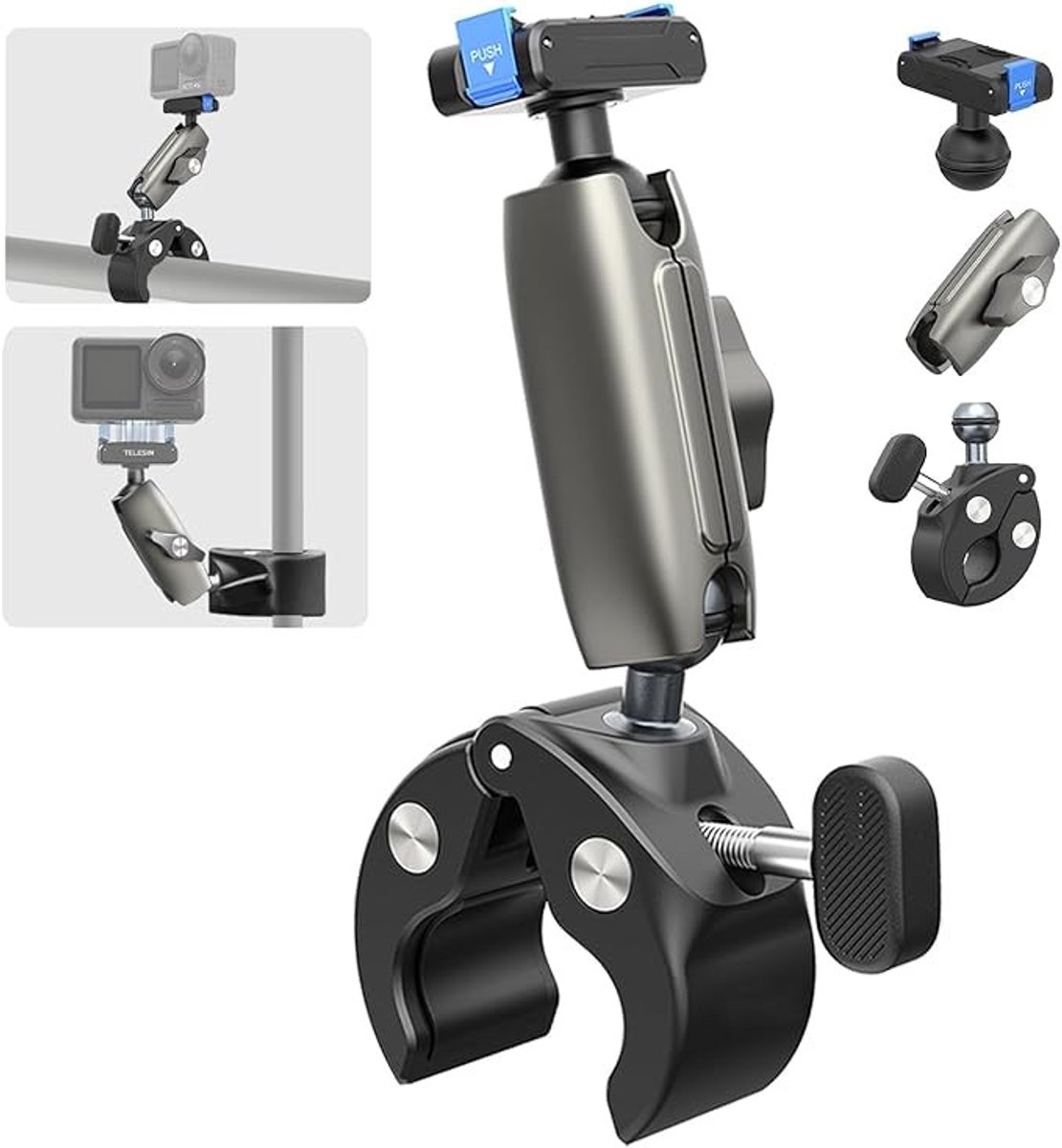 Magnetische Fietsstuurbevestiging voor Actiecamera's - 360° Draaibaar met Snelkoppeling