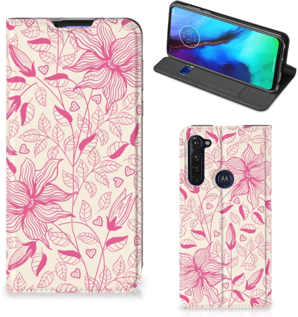 Motorola Moto G Pro Smart Cover Pink Flowers
