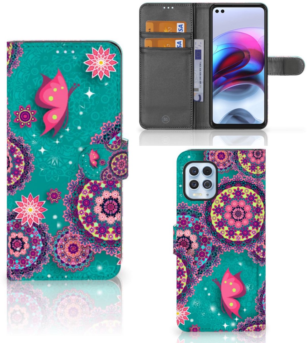 Motorola Moto G100 Hoesje Cirkels en Vlinders