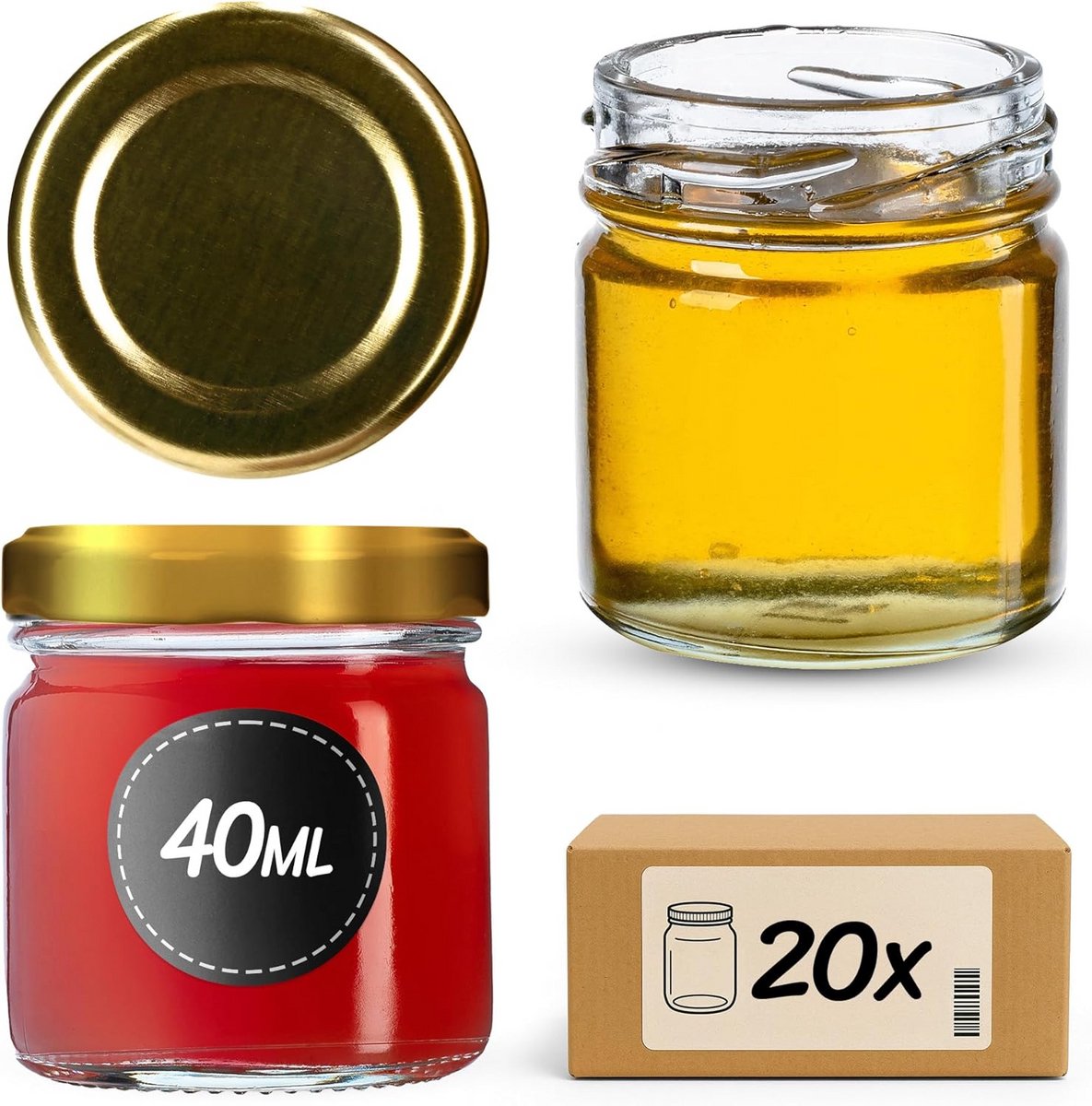 Mini Inmaakpotten 40 ml – Set van 20 Met Schroefdeksel voor Kruiden en Honing