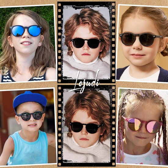 Gepolariseerde zonnebril voor kinderen met UV400-bescherming - Ronde gespiegelde kinderzonnebril voor 3-12 jaar — afbeelding 4