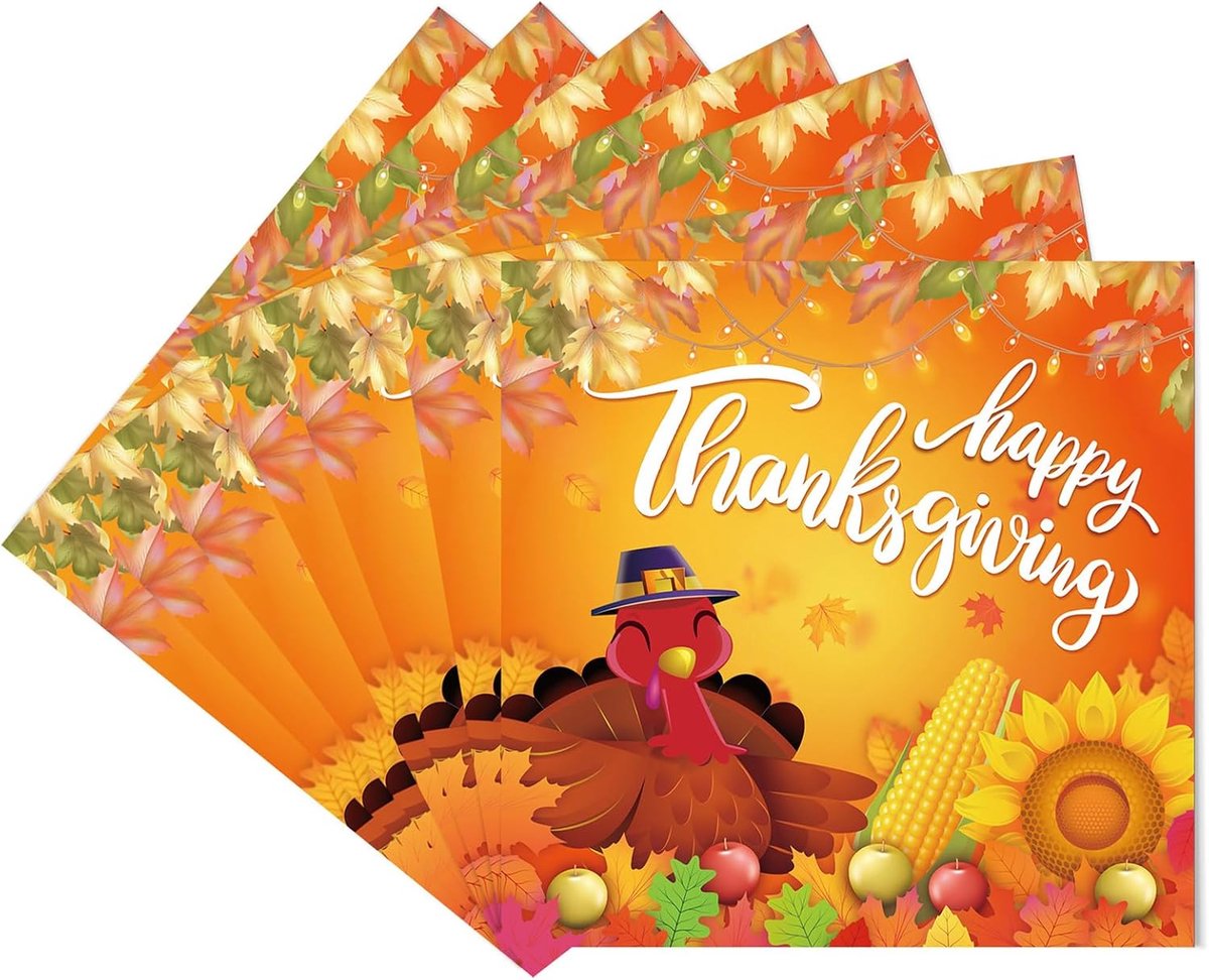 Papieren servetten voor Thanksgiving - 20 stuks oranje 33 x 33 cm