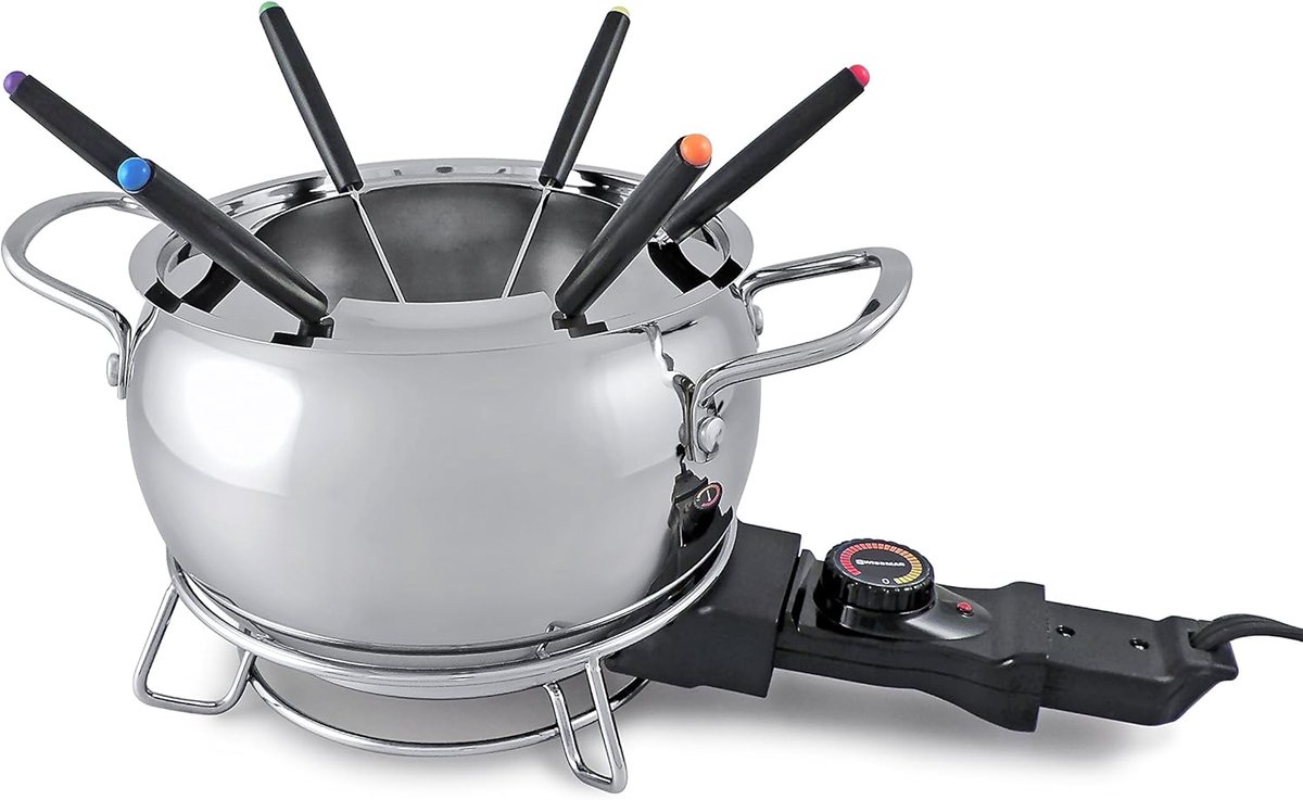 Elektrische Fondue Set met Verstelbare Thermostaat en Roestvrijstalen Kom