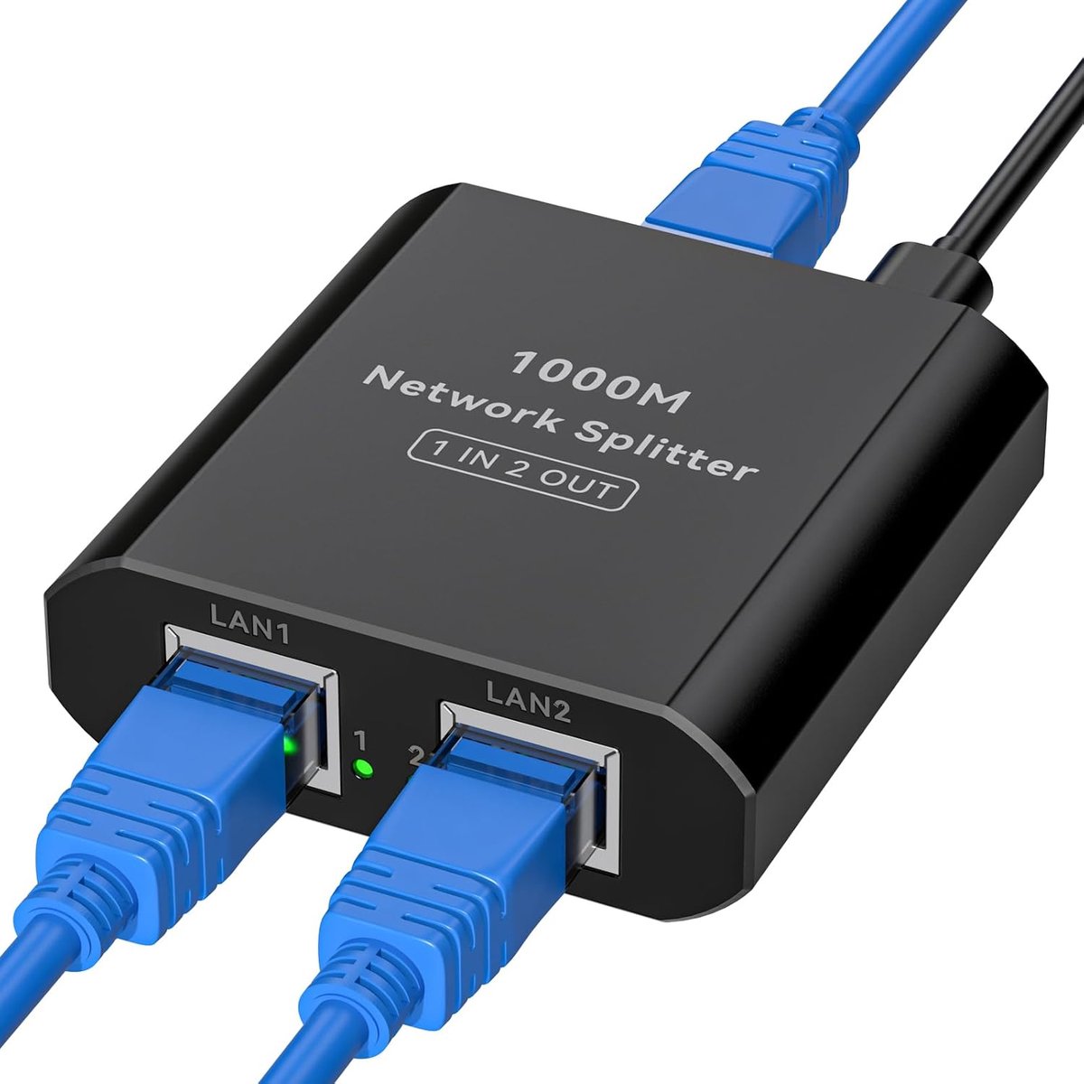 Ethernet Splitter 1 naar 2 - Hoge Snelheid Gigabit LAN Switch 1000Mbps met Type-C Voedingskabel