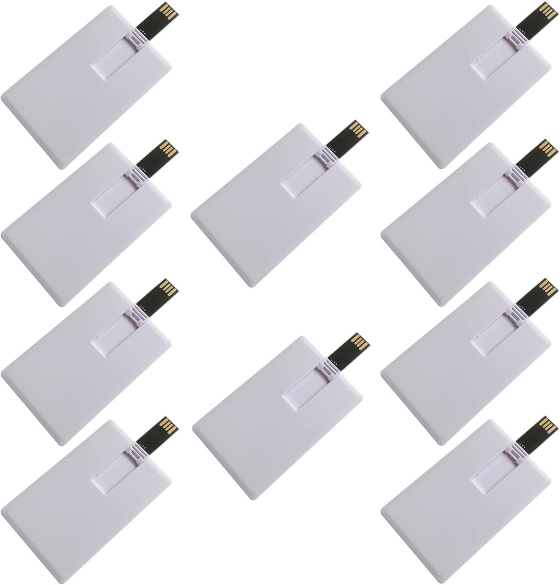 Set van 10 USB-sticks 8 GB en 16 GB in creditcardformaat