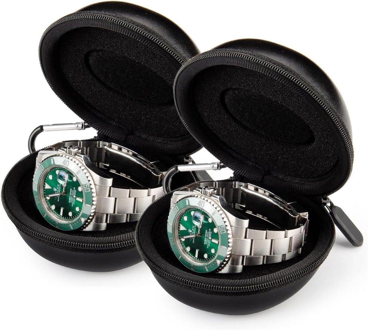 Draagbare Horlogedoos voor 2 Stuks - Reisopbergdoos met Rits Spons voor Heren Dames