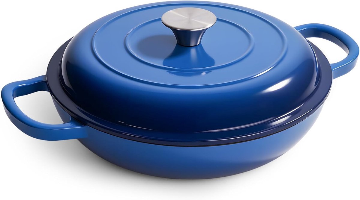 Gietijzeren Nederlandse Oven (3 Quart) - Emaille, Inclusief Deksel & Anti-Aanbak